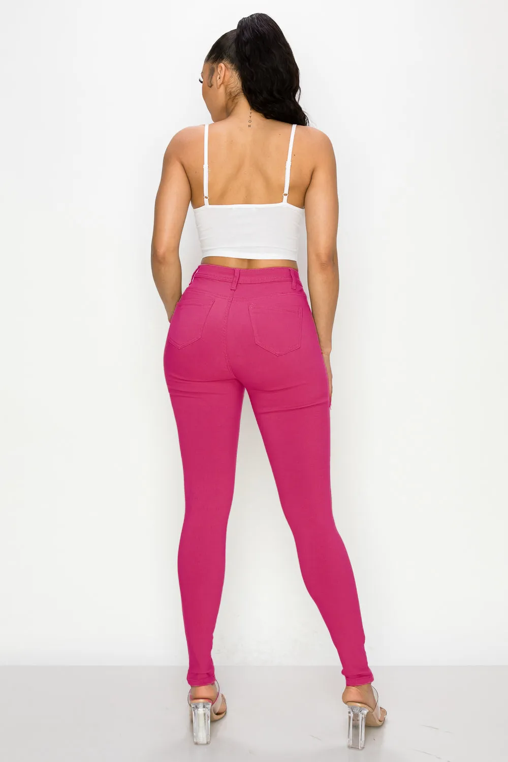 LV-300 FUCHSIA HIGH WAISTED COLORED JEANS