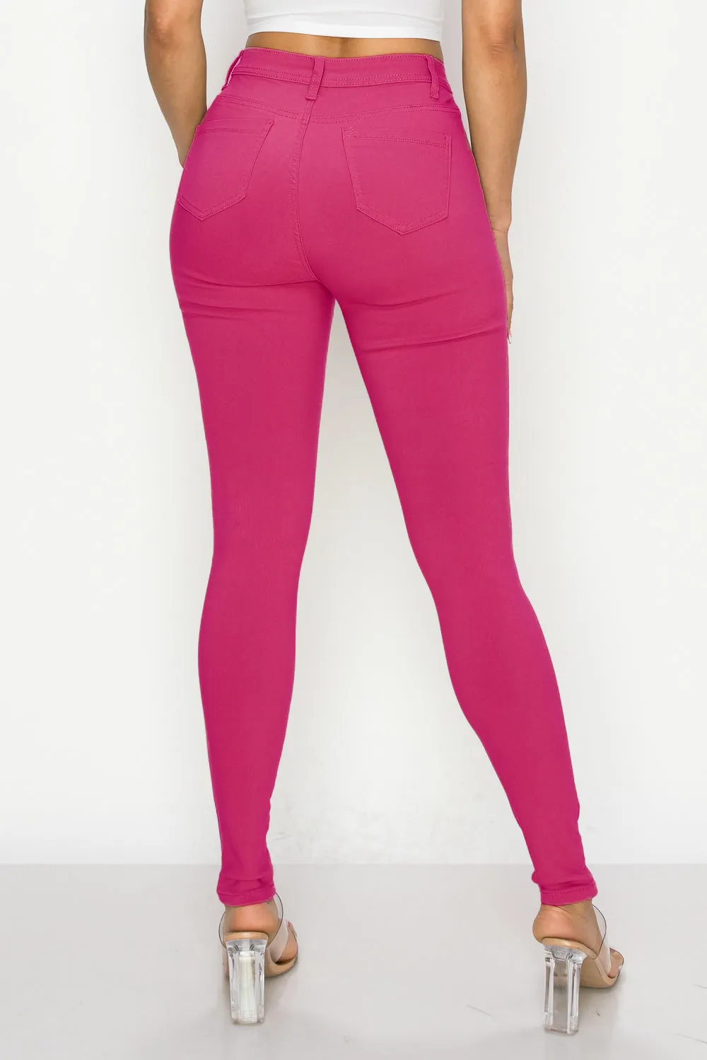 LV-300 FUCHSIA HIGH WAISTED COLORED JEANS