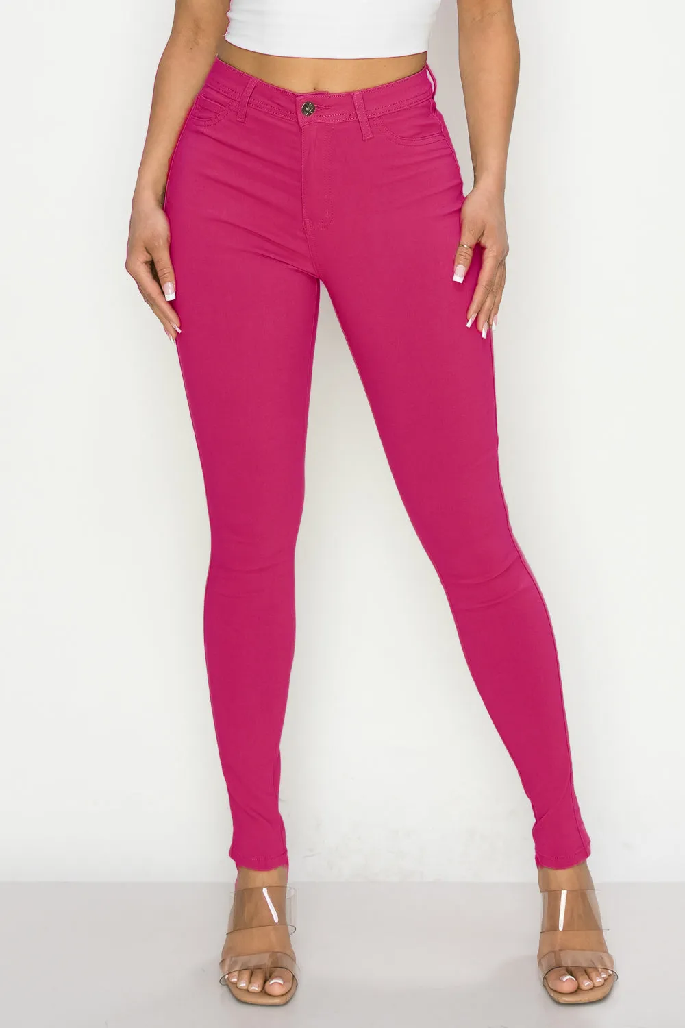 LV-300 FUCHSIA HIGH WAISTED COLORED JEANS