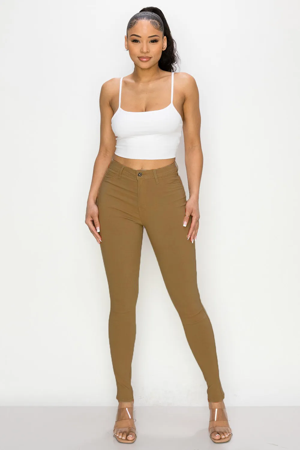 LV-300 MOCHA/CAMEL HIGH WAISTED COLORED JEANS