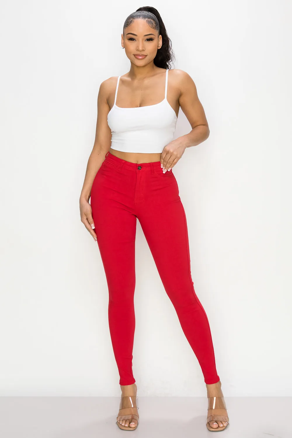 LV-300 RED HIGH WAISTED COLORED JEANS