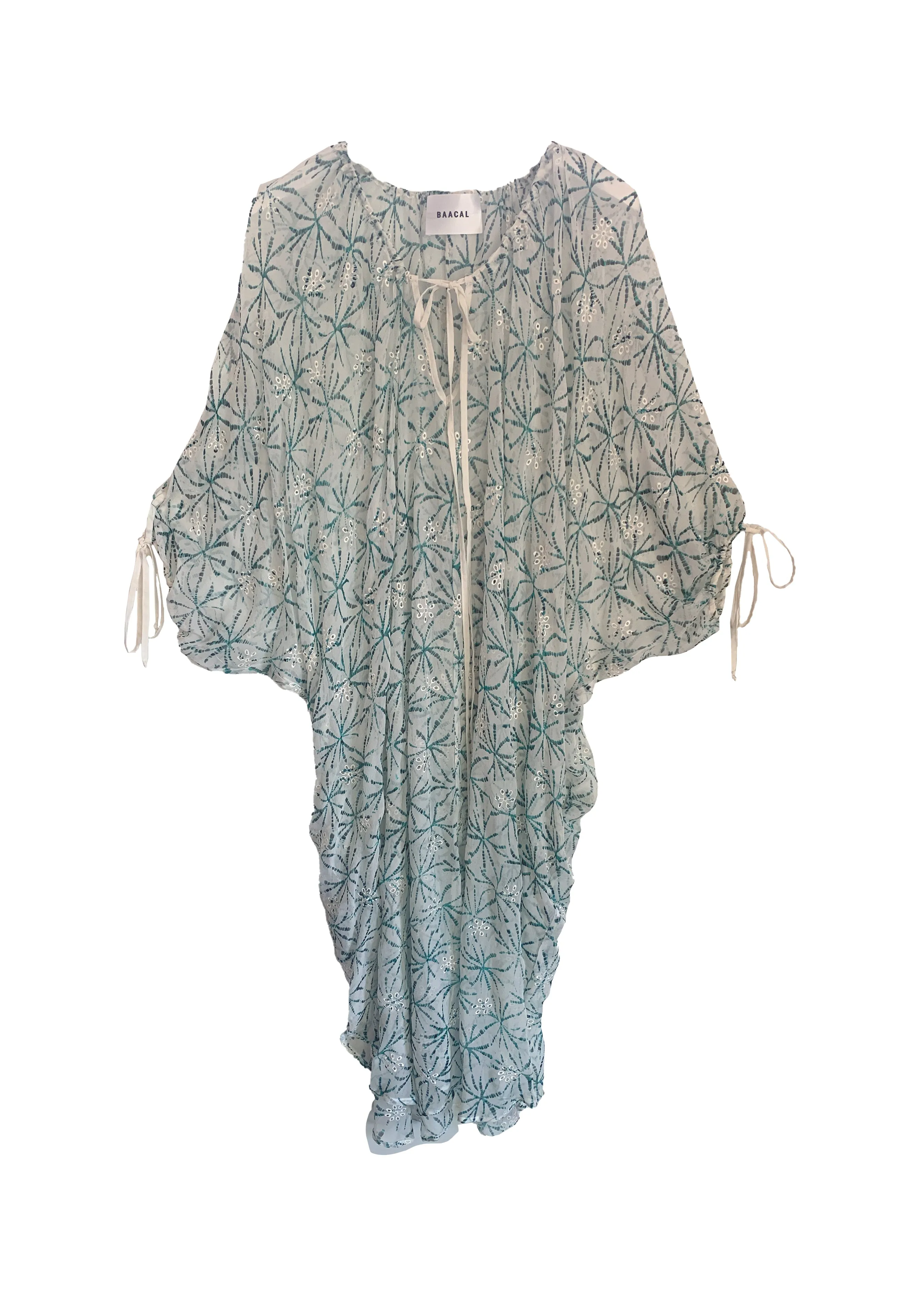 Maxine Kaftan- Embroidered Green Tie Dye Silk