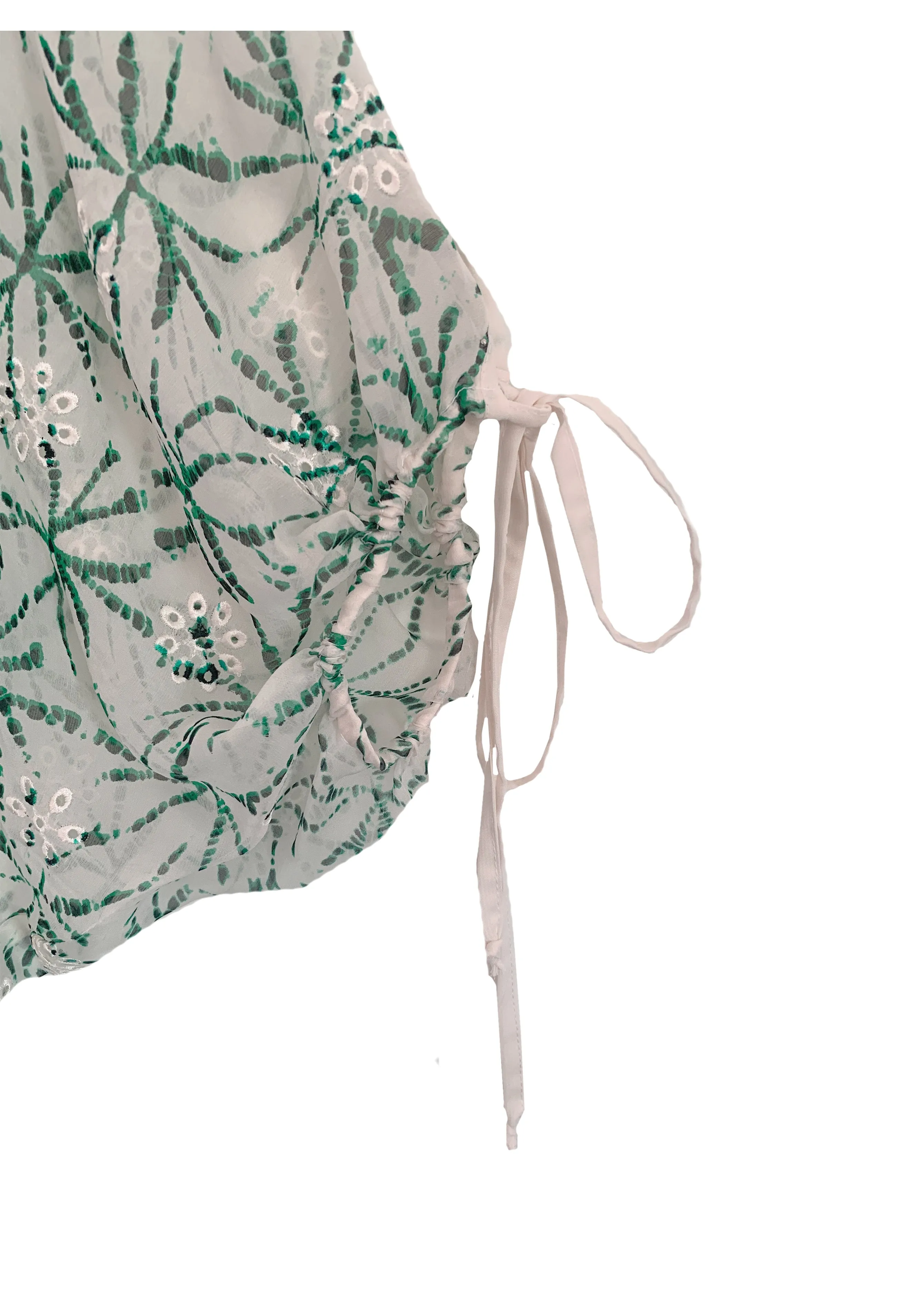 Maxine Kaftan- Embroidered Green Tie Dye Silk