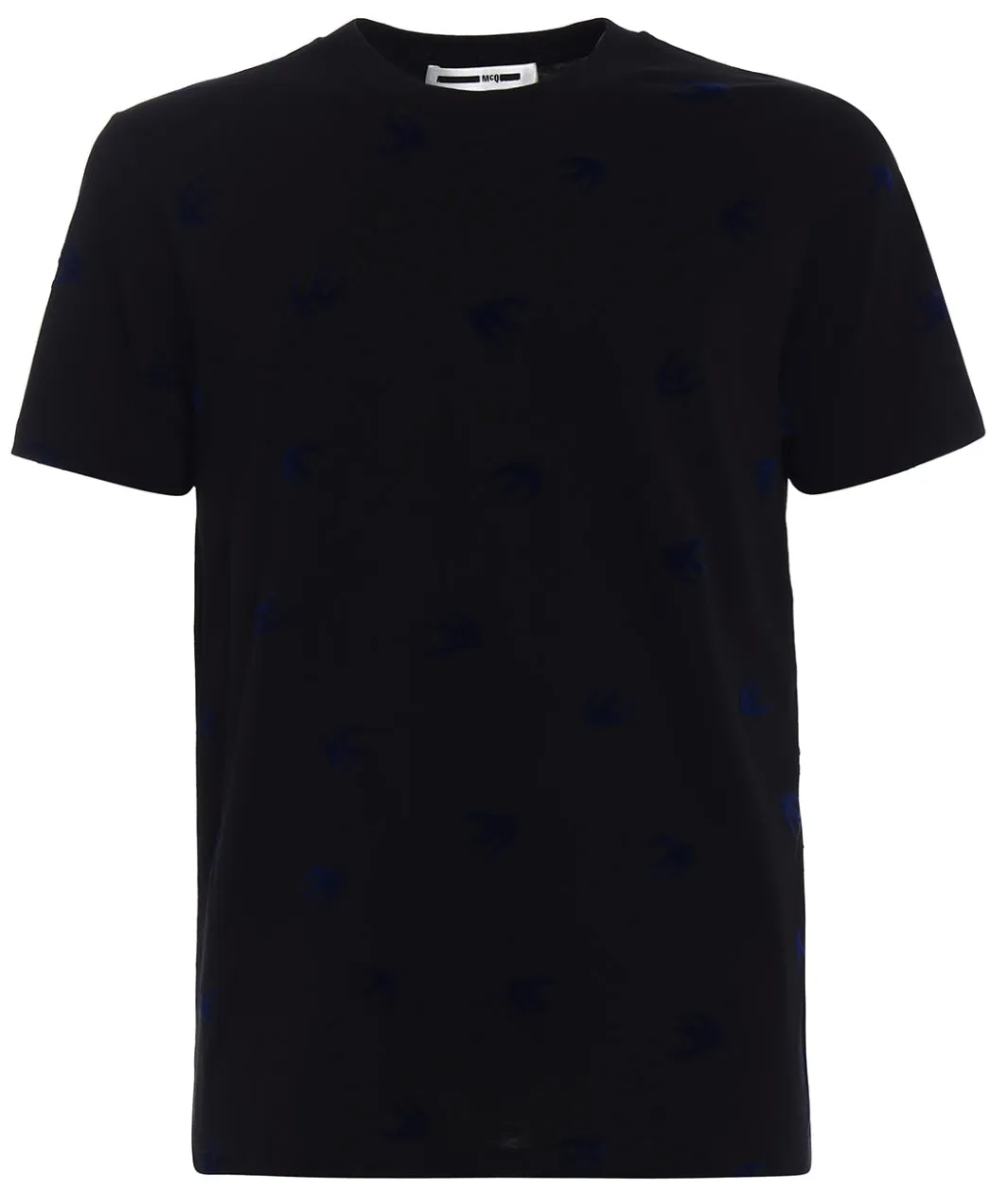 McQ Alexander McQueen Flocked Swallow Blue T-Shirt Black