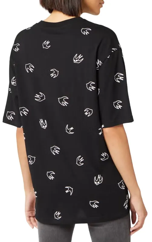 McQ Alexander McQueen Flocked Swallow T-Shirt Black