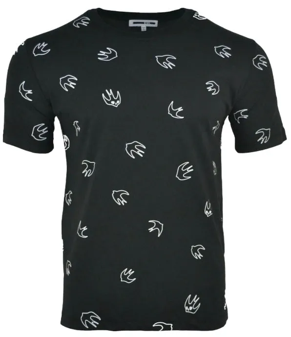 McQ Alexander McQueen Flocked Swallow T-Shirt Black