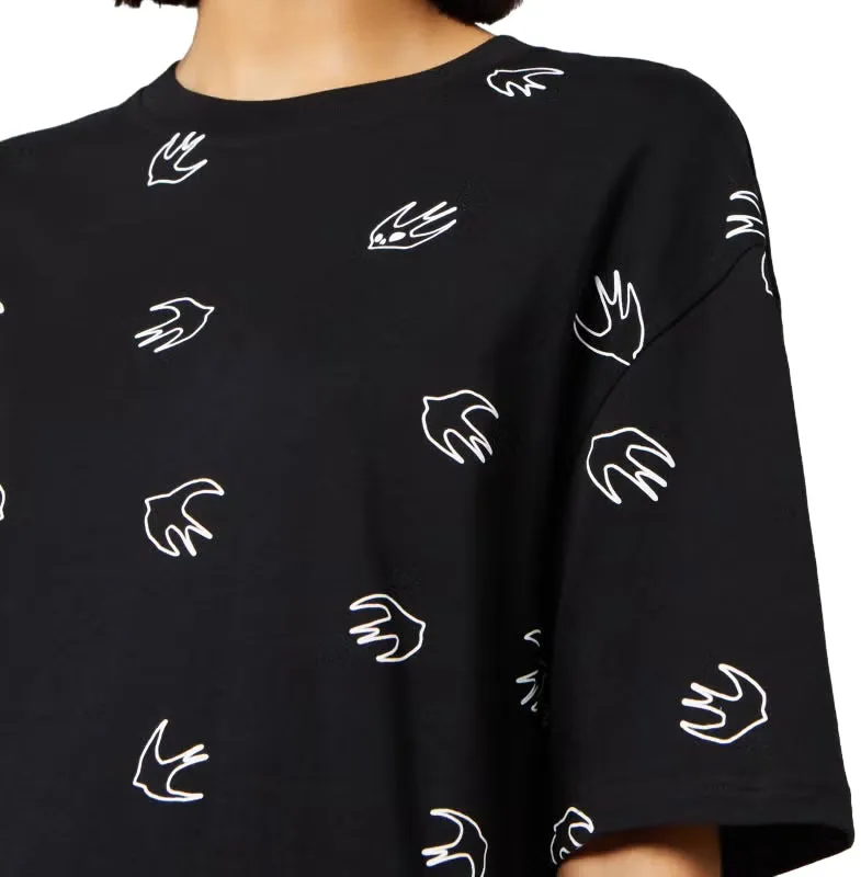 McQ Alexander McQueen Flocked Swallow T-Shirt Black