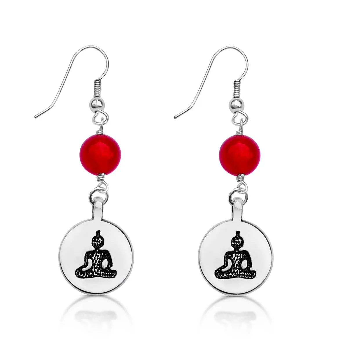 Meditating Yogi Earrings with Red Jade