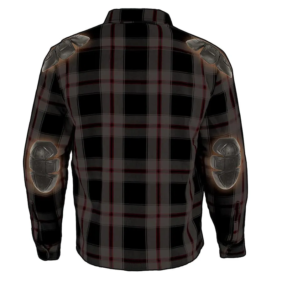 Men’s Armored Checkered Flannel Biker Shirt w/ Aramid® by DuPont™ Fibers