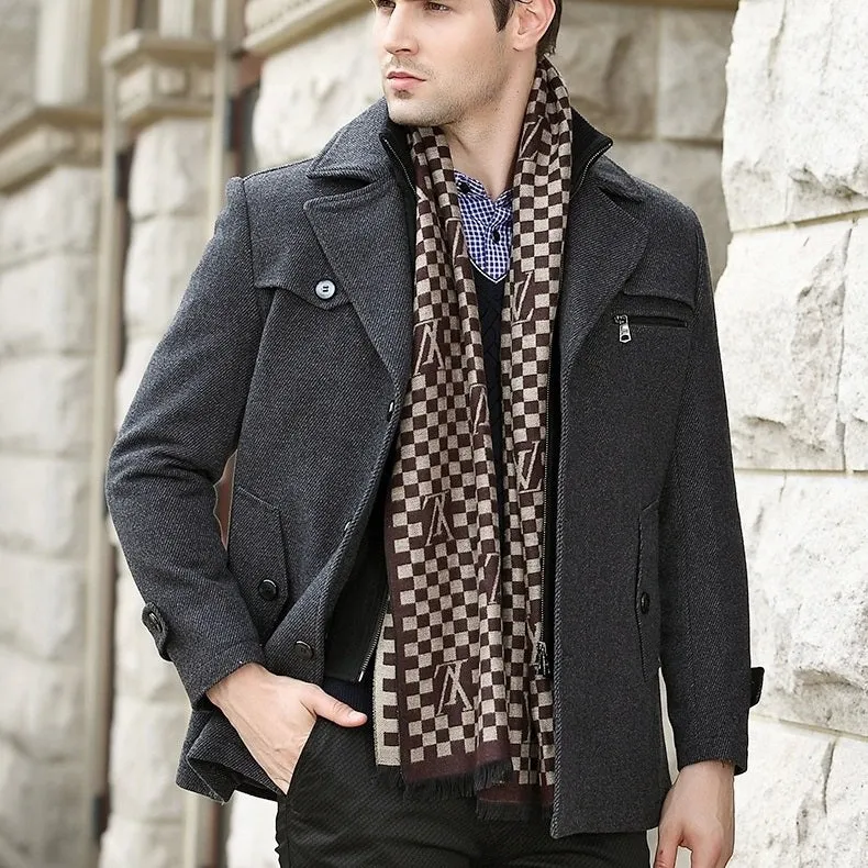 Men's British Double Layered Wool Blend Coat