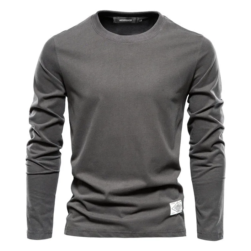 Men's Casual Slim Fit Pullover Solid Color Long Sleeve T- Shirts | 2301