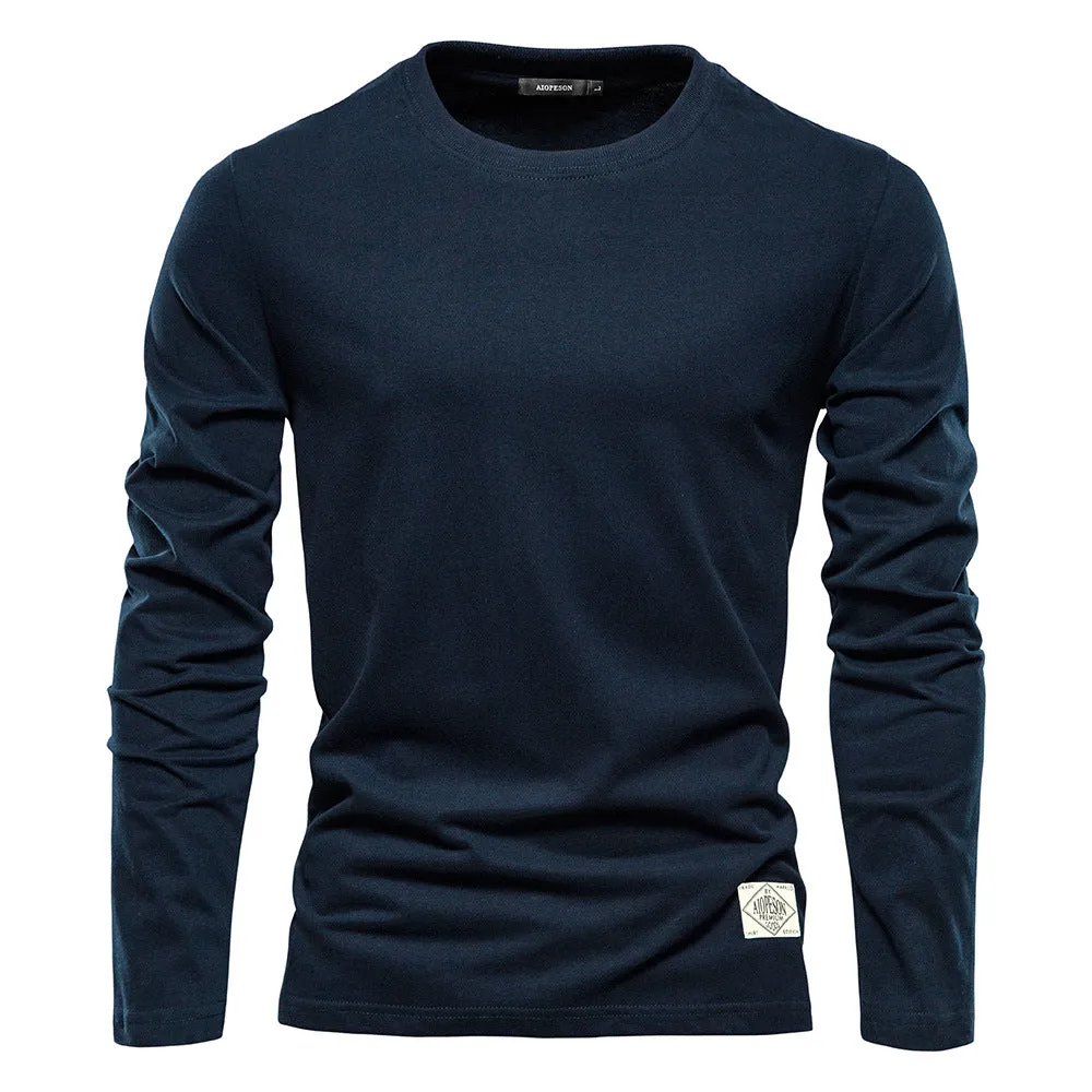 Men's Casual Slim Fit Pullover Solid Color Long Sleeve T- Shirts | 2301