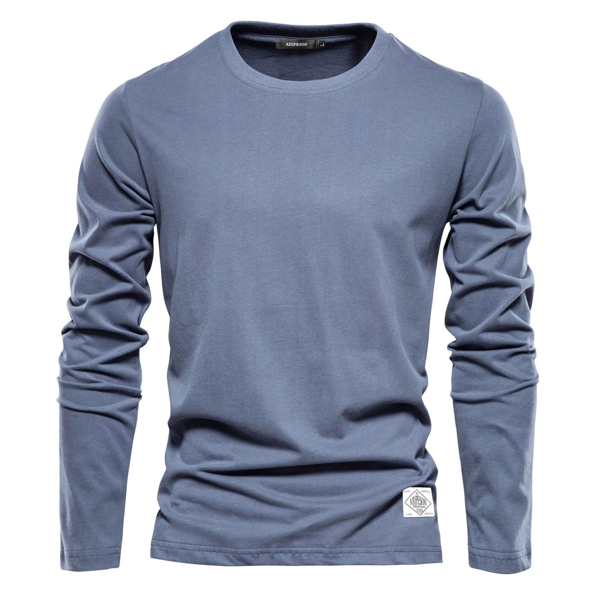 Men's Casual Slim Fit Pullover Solid Color Long Sleeve T- Shirts | 2301