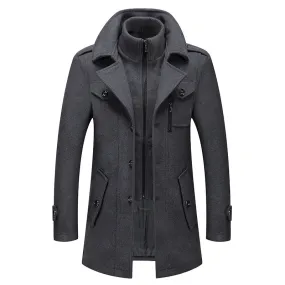 Men's Classic Thicken Double-Layer Collar Wool Coat