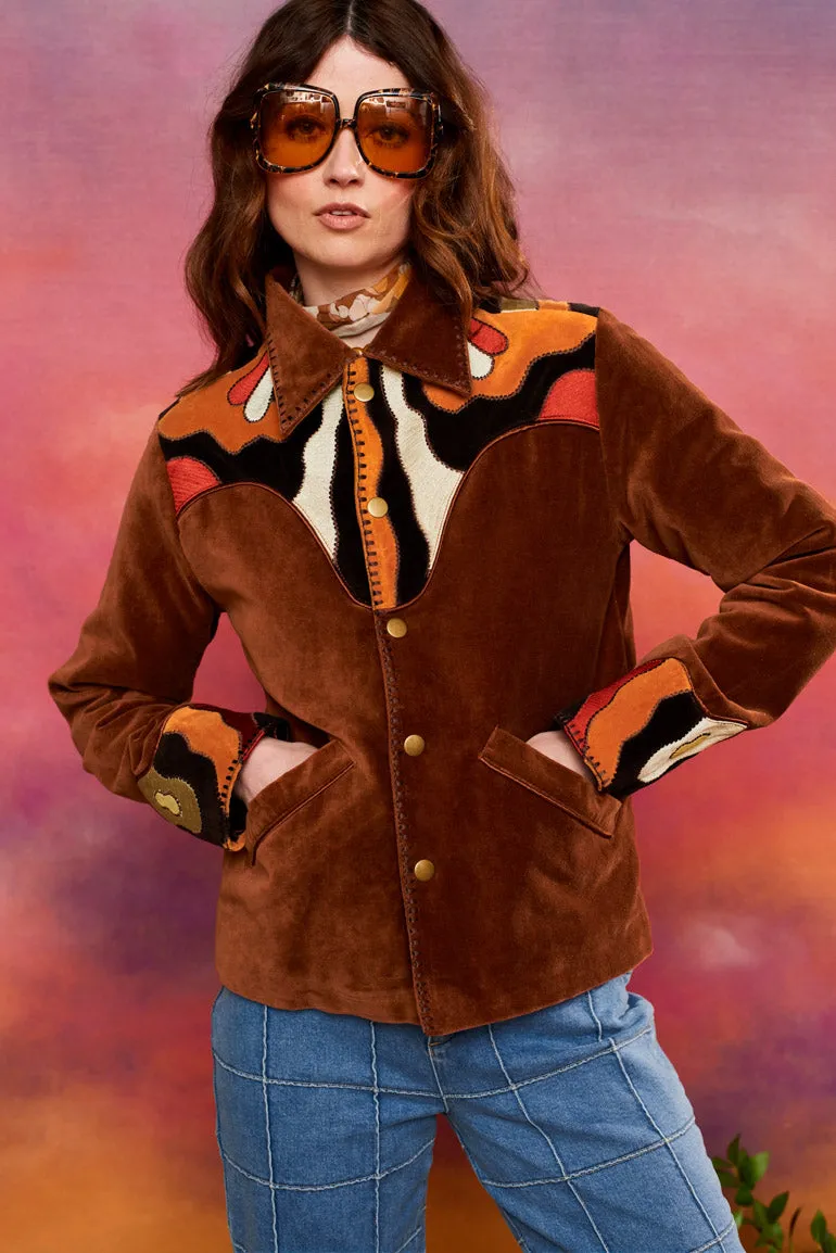 Midnight Cowboy Brown Velvet Butterfly Jacket