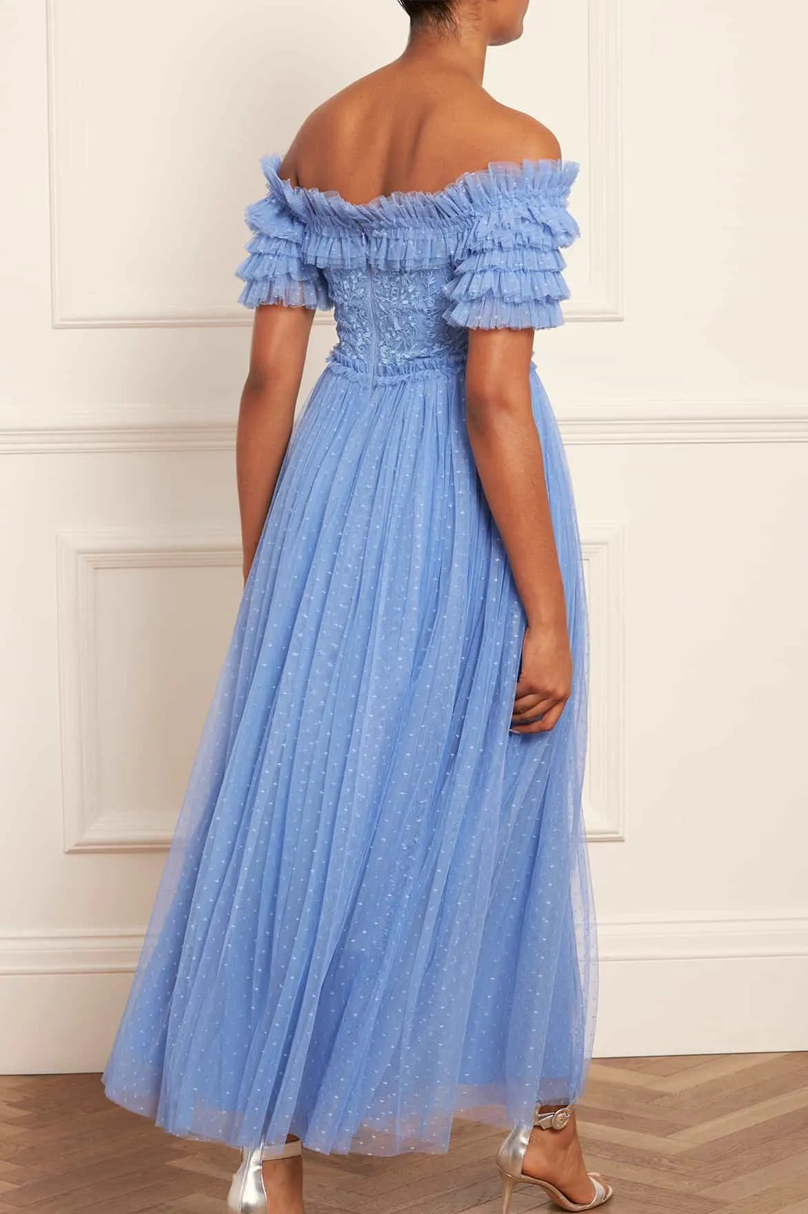 Midsummer Lace Bodice Off-Shoulder Ankle Gown