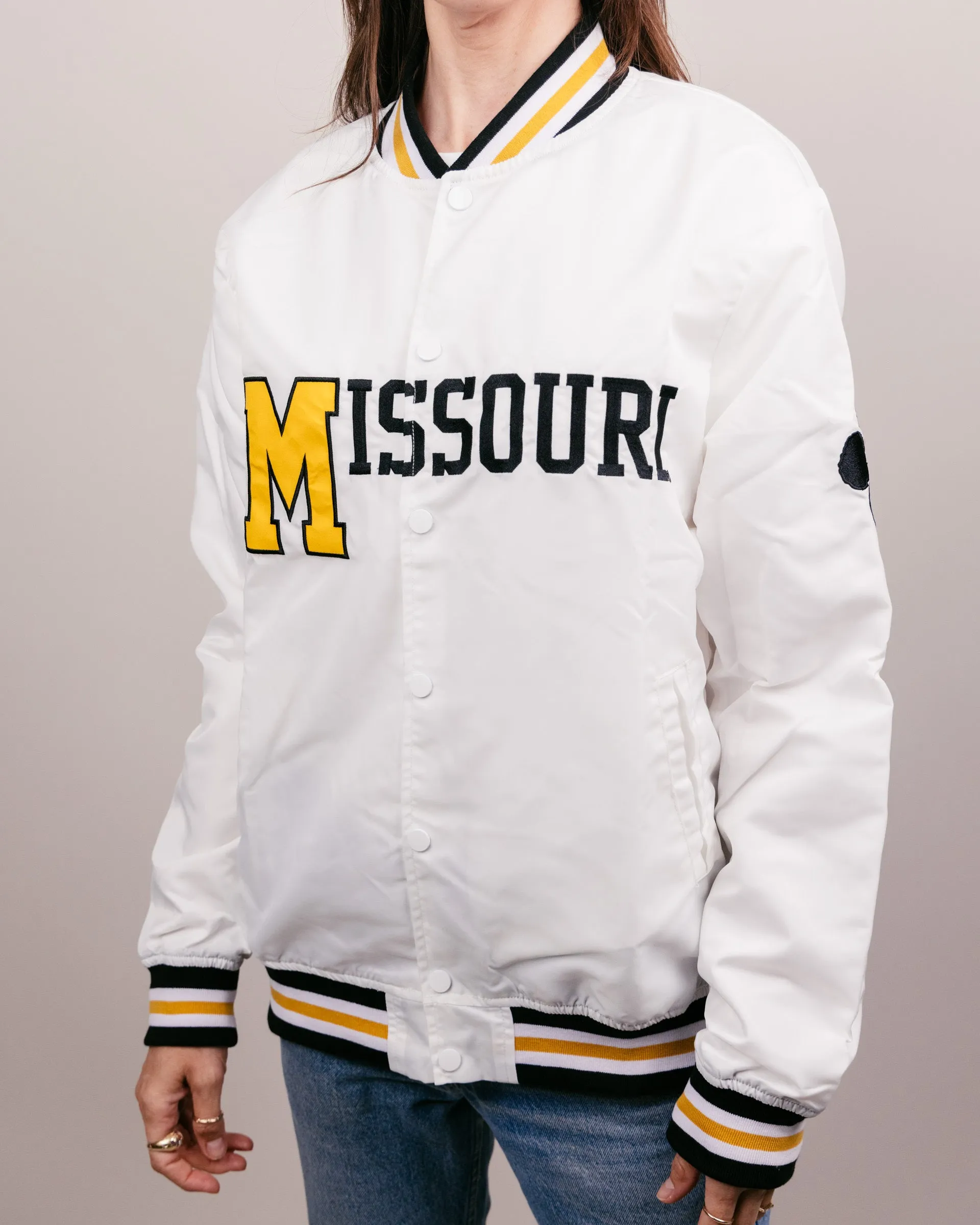 Missouri Tigers Paw Print White Varsity Jacket