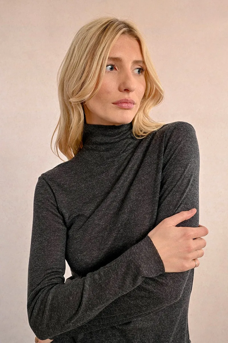 Molly Bracken Grey Jersey Turtleneck