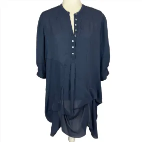 Morgane Le Fay Navy Draped Detail Shirt L