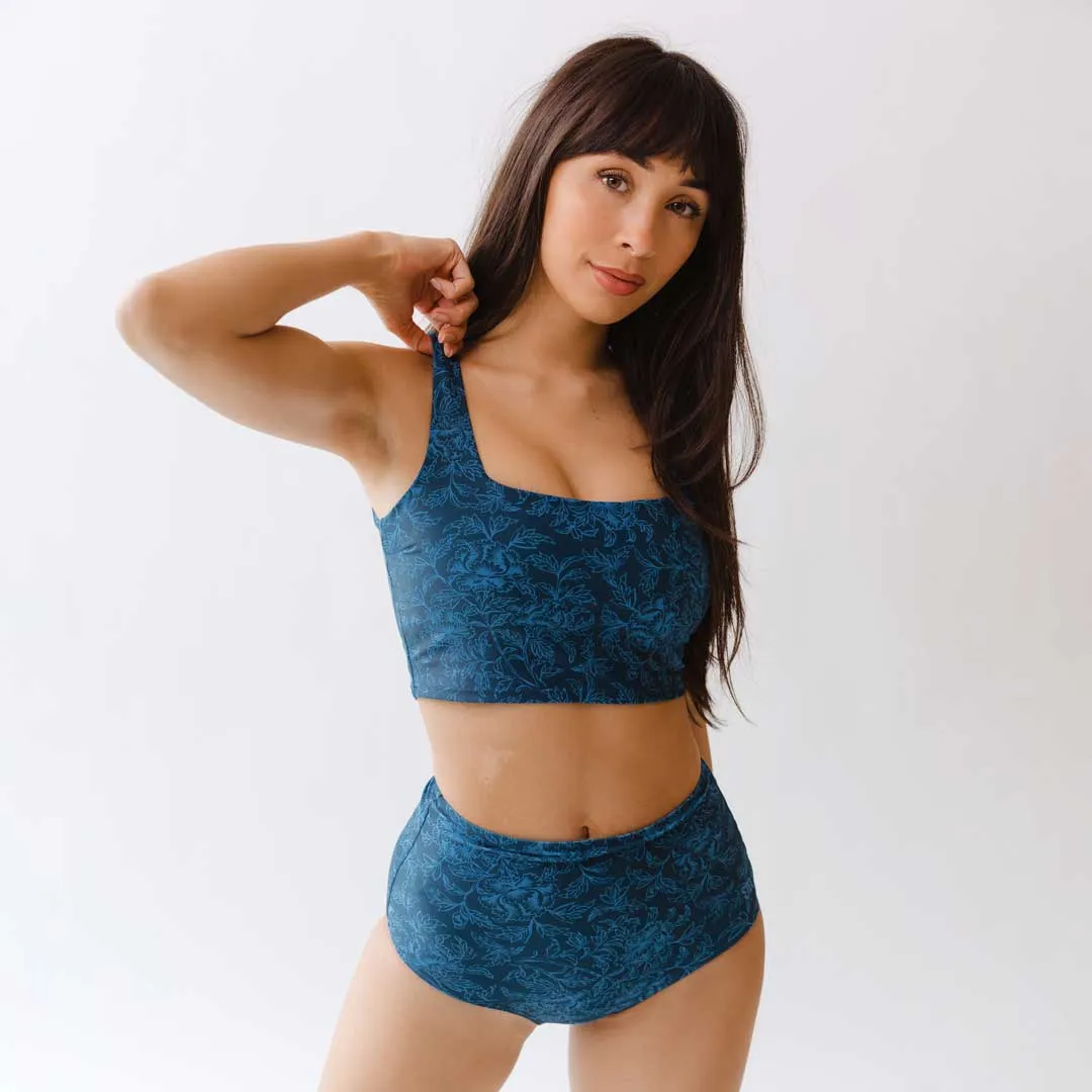 Mykonos Navy High-Waisted Bottoms