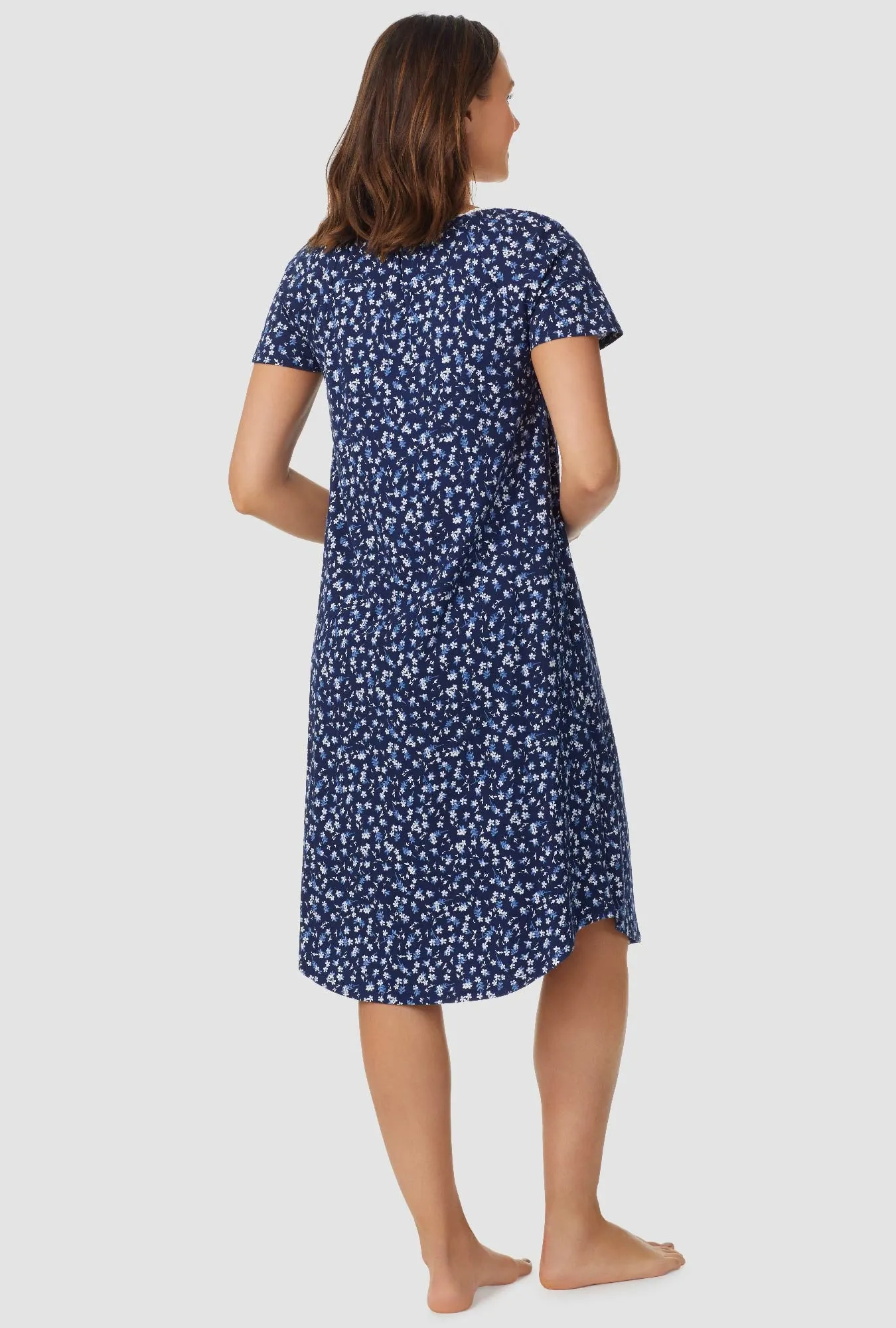 Navy Ditsy Floral Cap Sleeve Nightgown