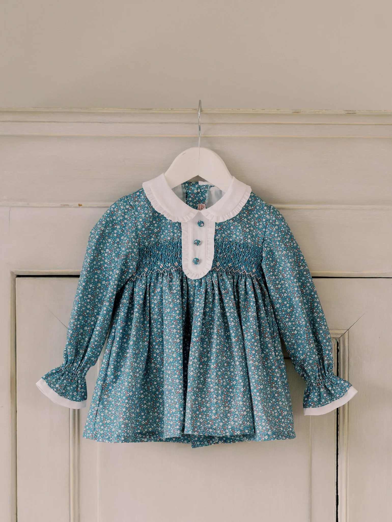 Navy Floral Eugenia Baby Girl Hand-Smocked Set