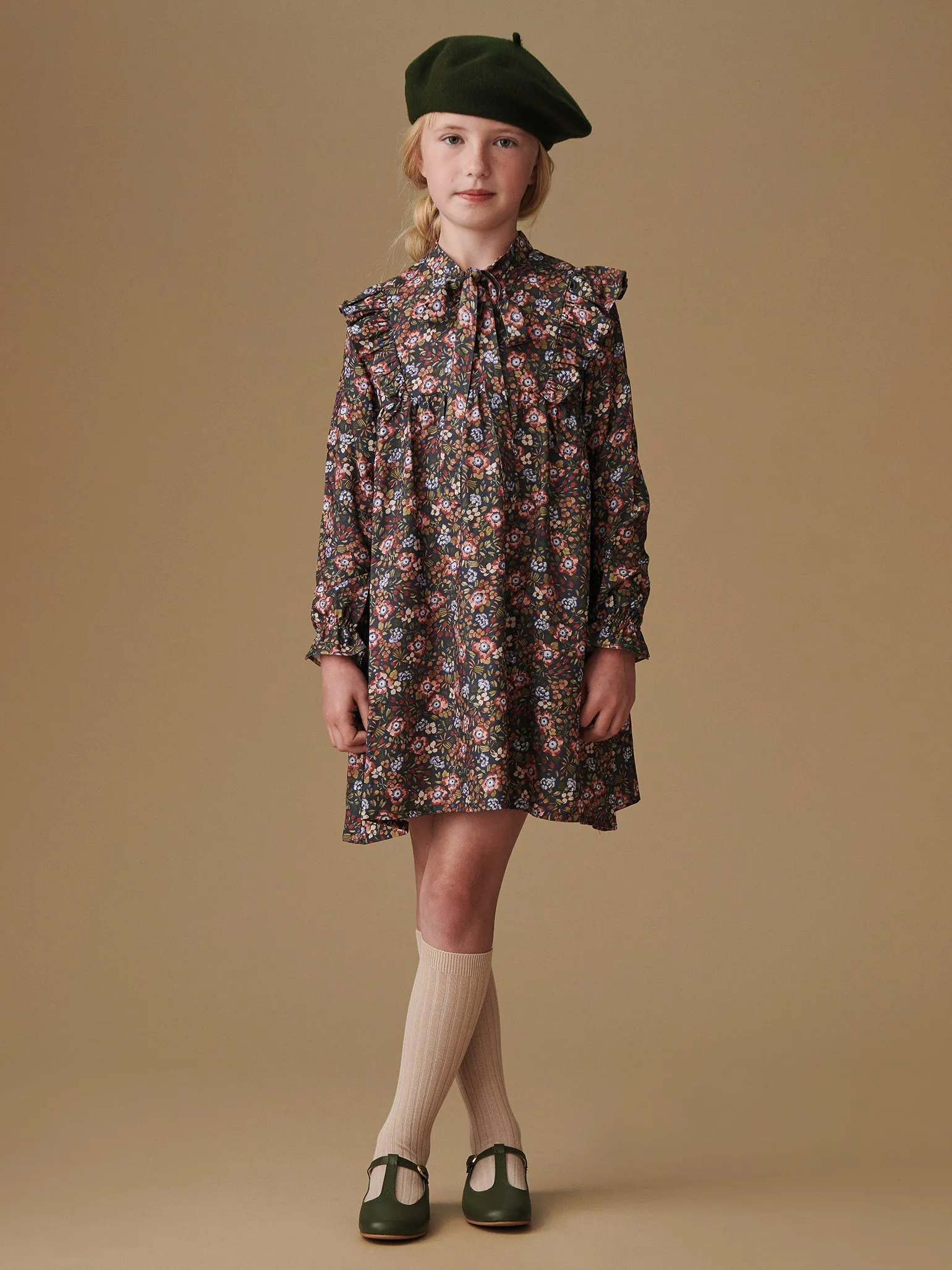 Navy Floral Laurelia Girl Empire Dress