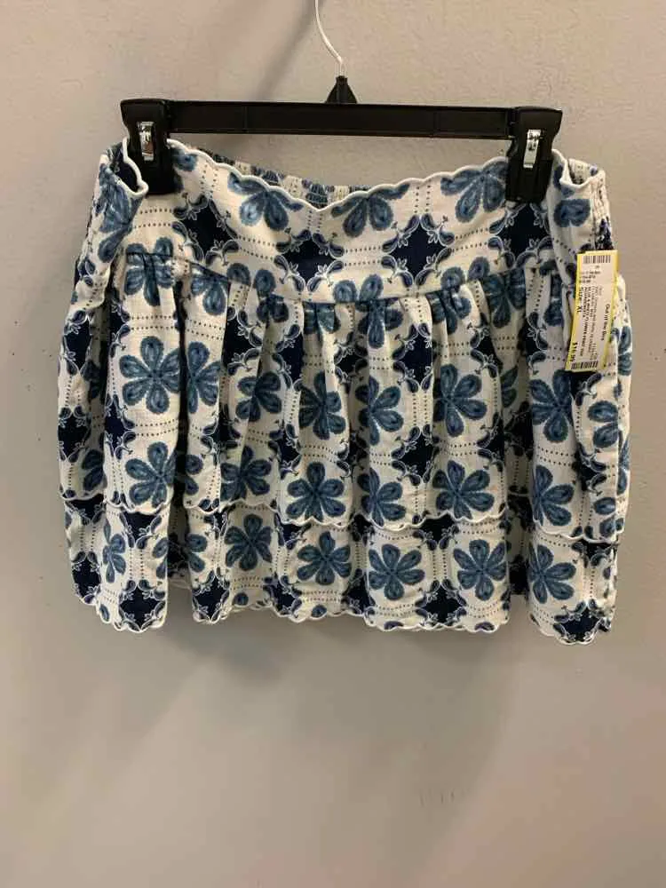 NWT AGUABENDITA Dresses and Skirts Size XL BLUE/WHT FLOWERS MINI Skirt