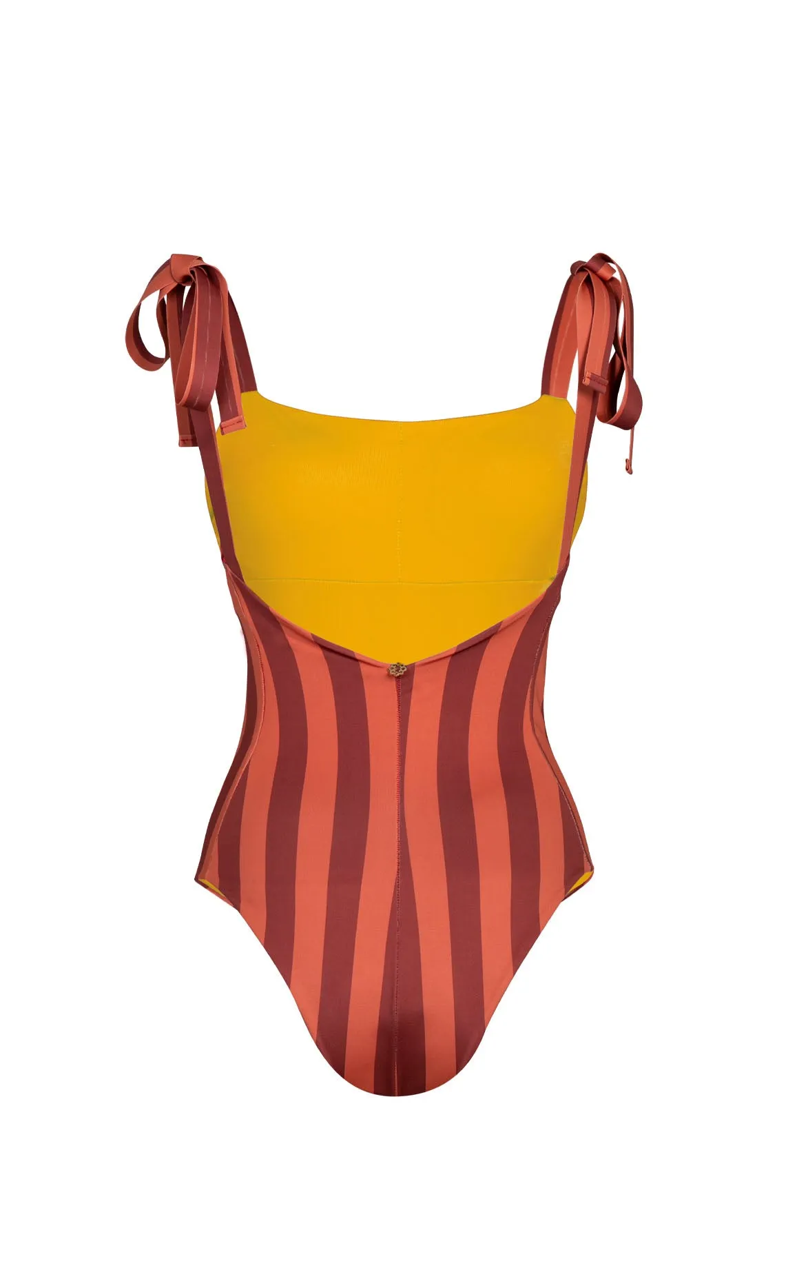 Orange Striped One Piece Swimsuit