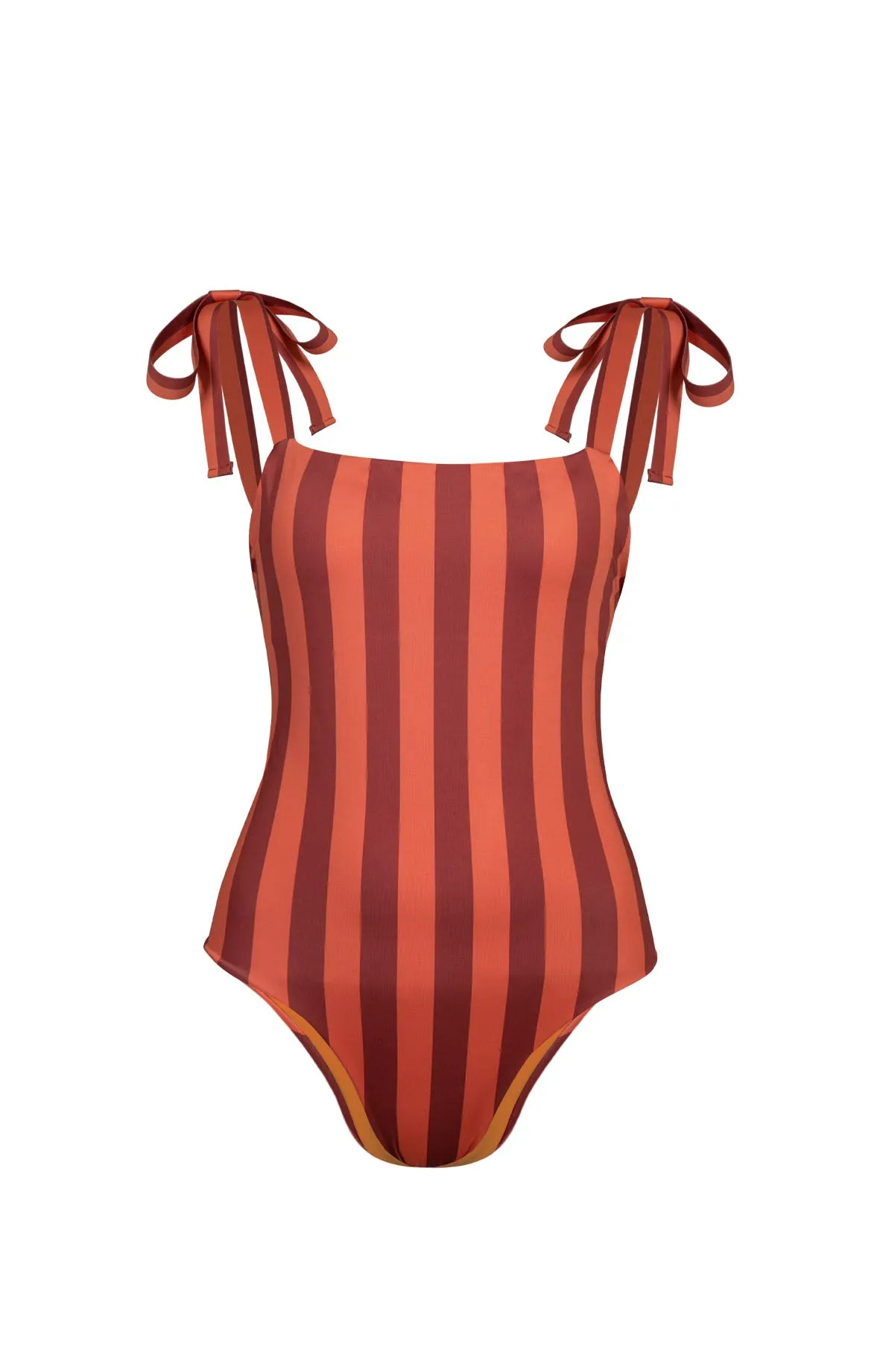 Orange Striped One Piece Swimsuit