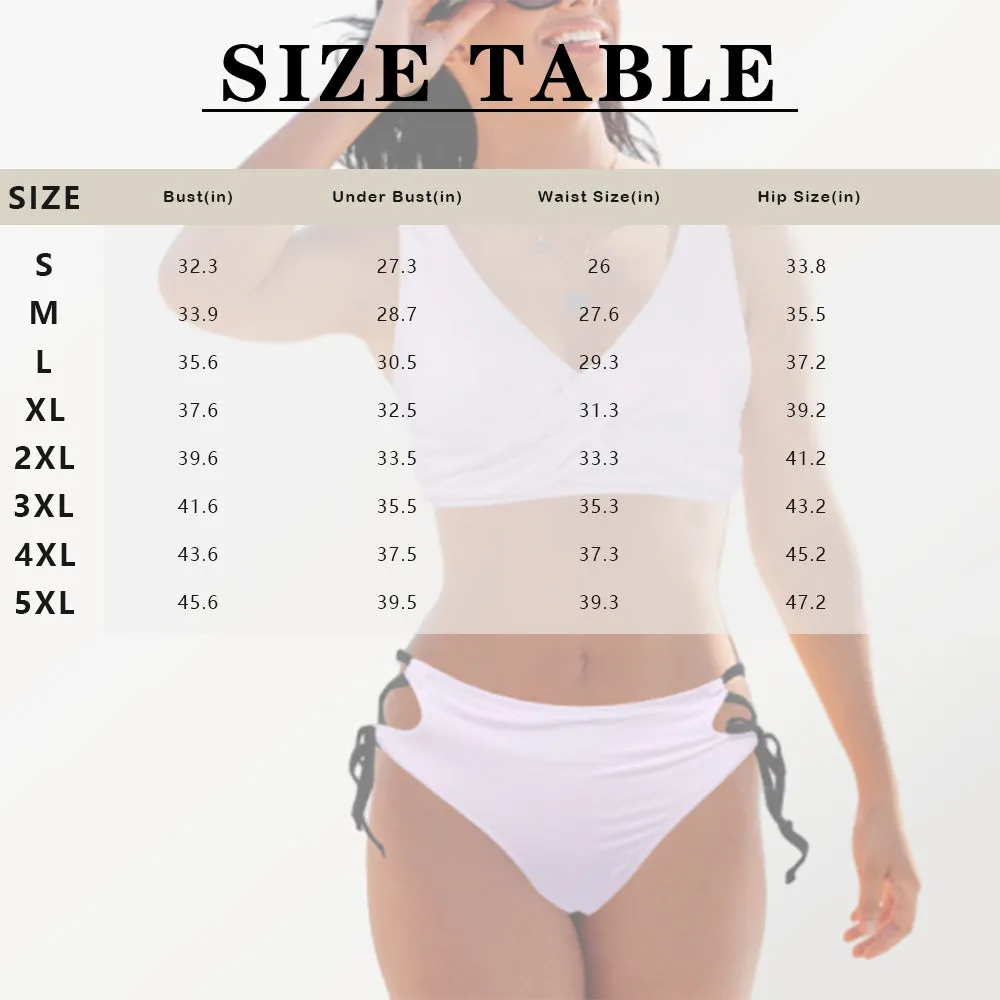 #Plus Size Halter Trikini-Custom Face Hawaiian Plus Size Swimsuit String Link Halter Tie Side Low Waisted Triangle Bikini Personalized Bathing Suit