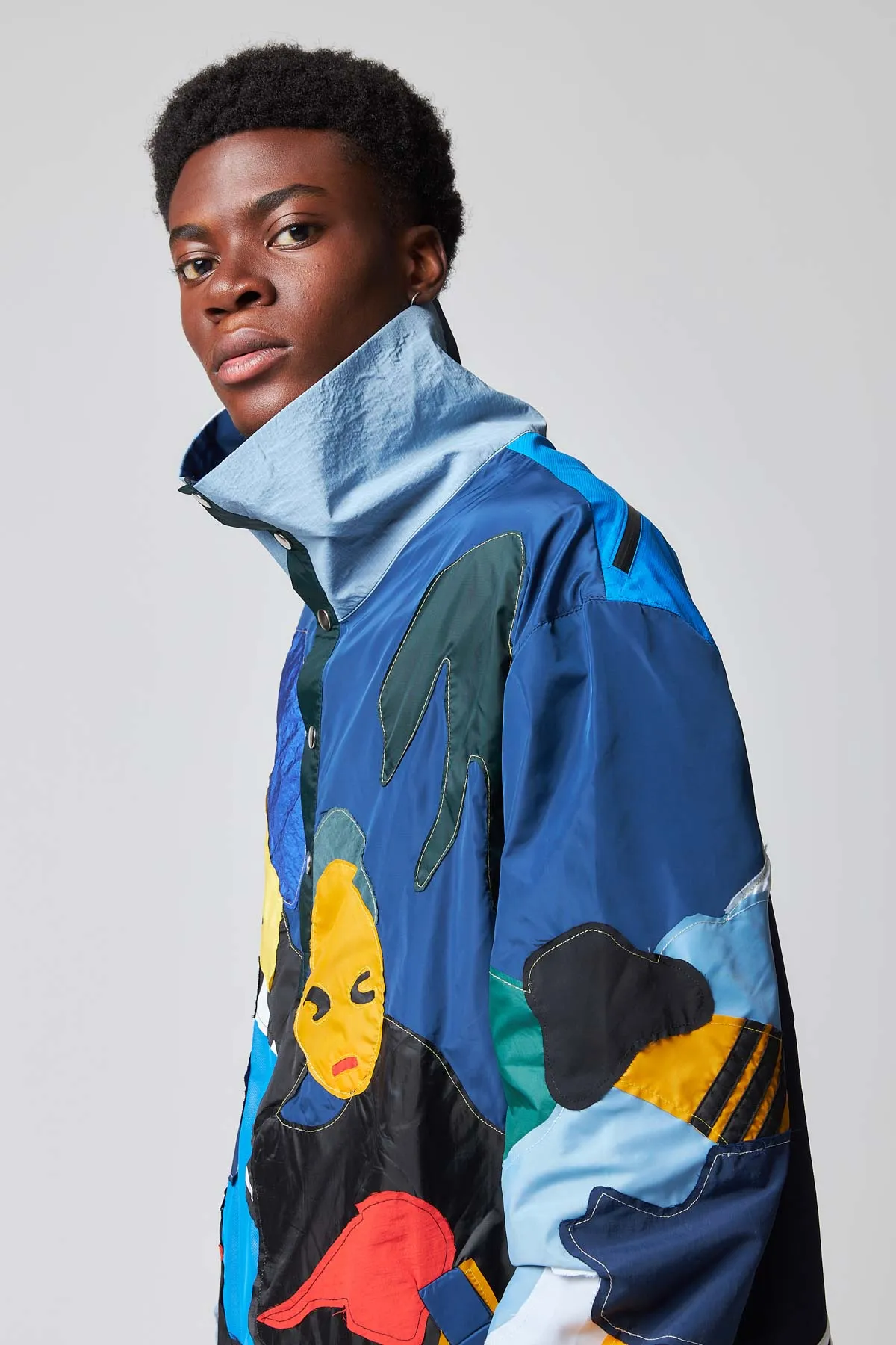 Recycled Windbreaker Popper Top