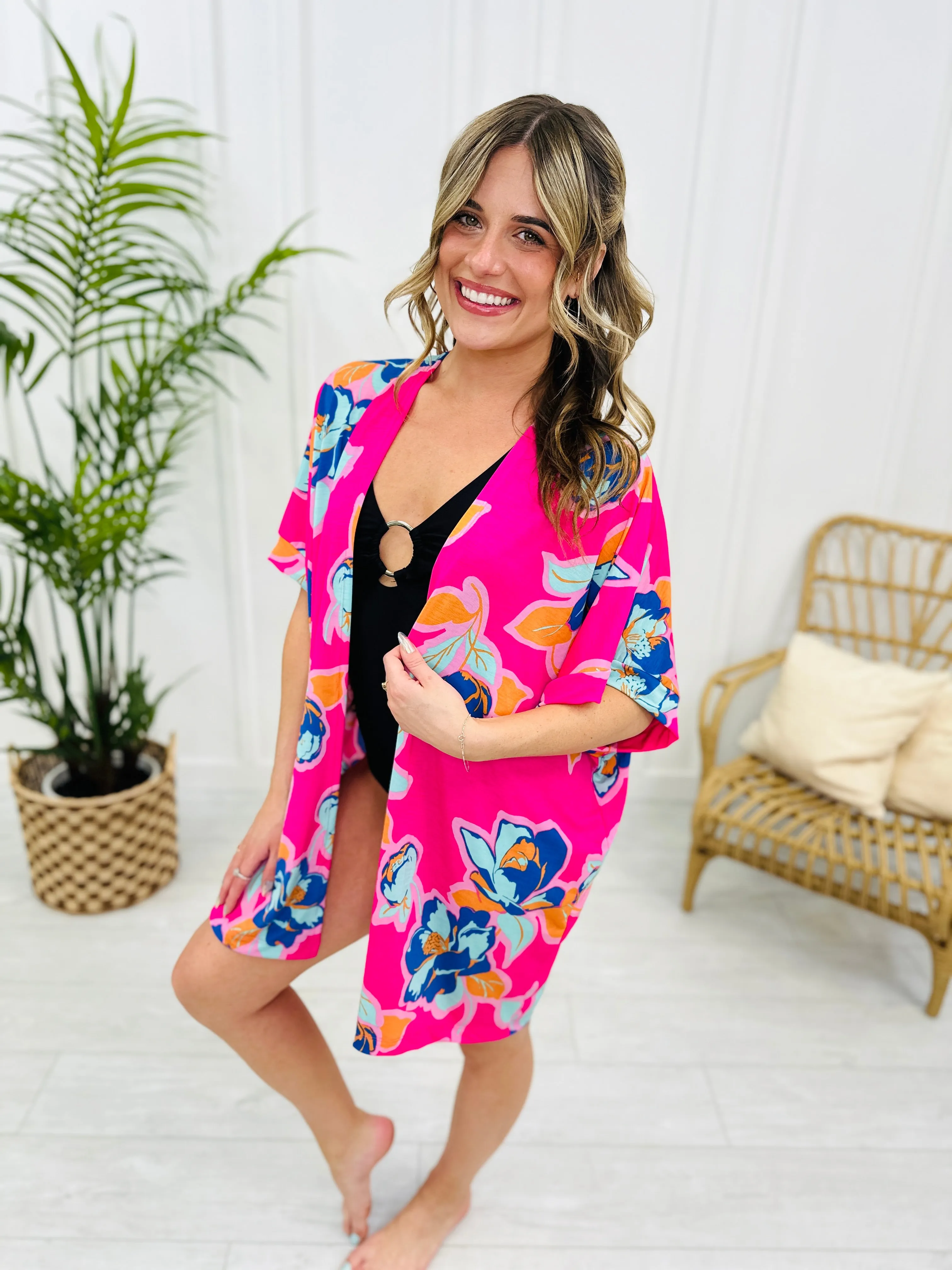 REG/CURVY Fuchsia Floral Print Swimsuit Cover Up