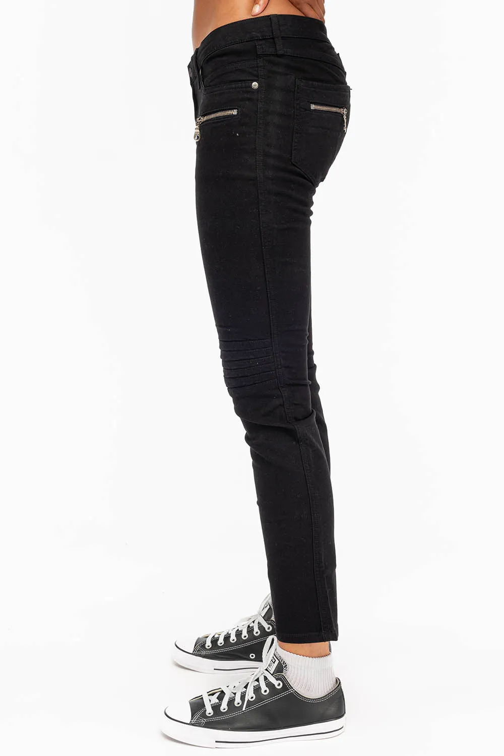 ROBIN'S BIKER WOMENS JEANS IN BLACK