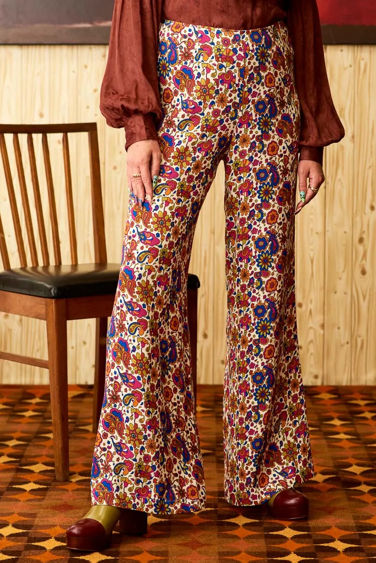 Rosalyn Cream Floral Wide Leg Trousers