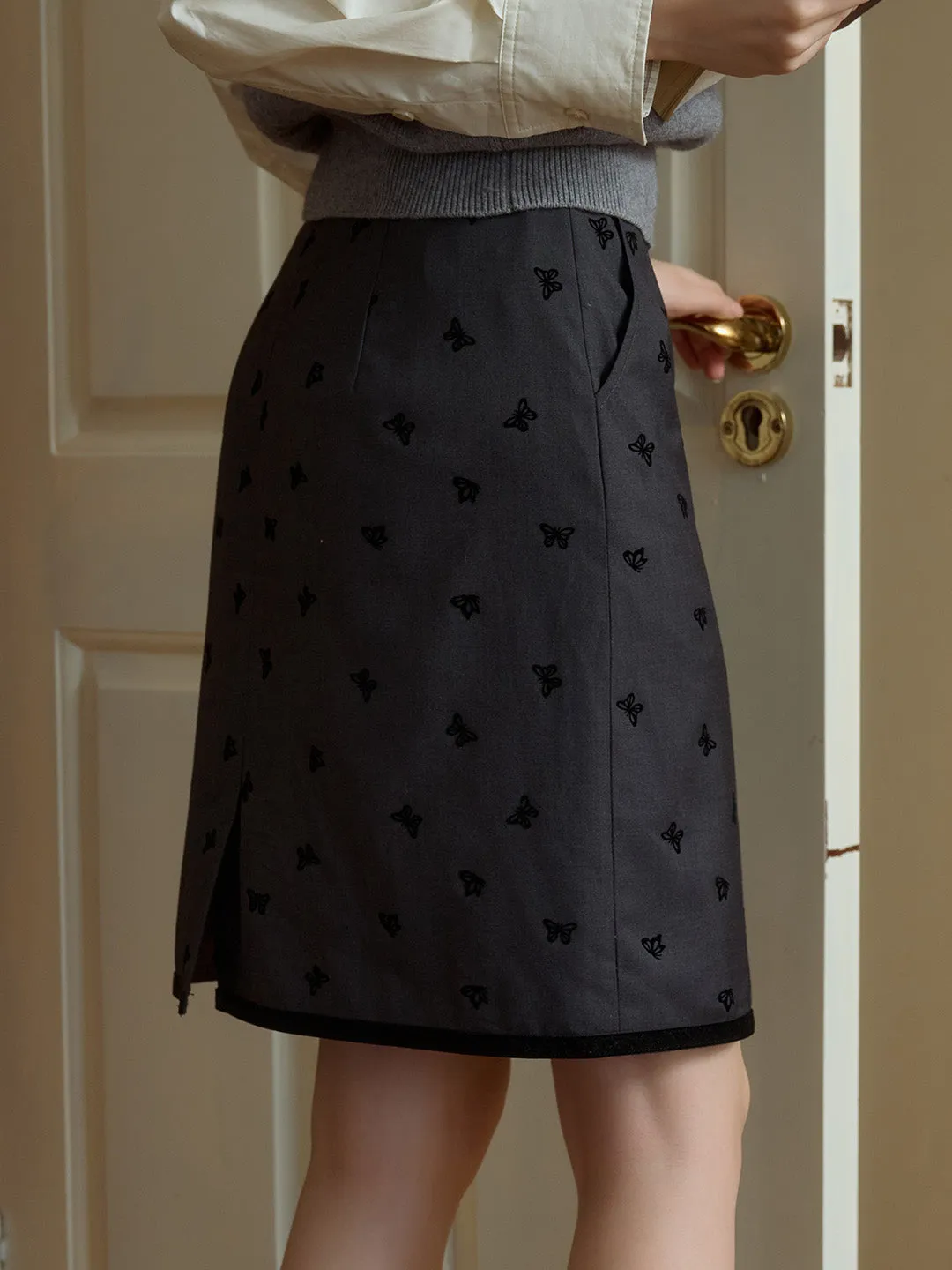 Selene SR Logo Butterfly Flocked Skirt