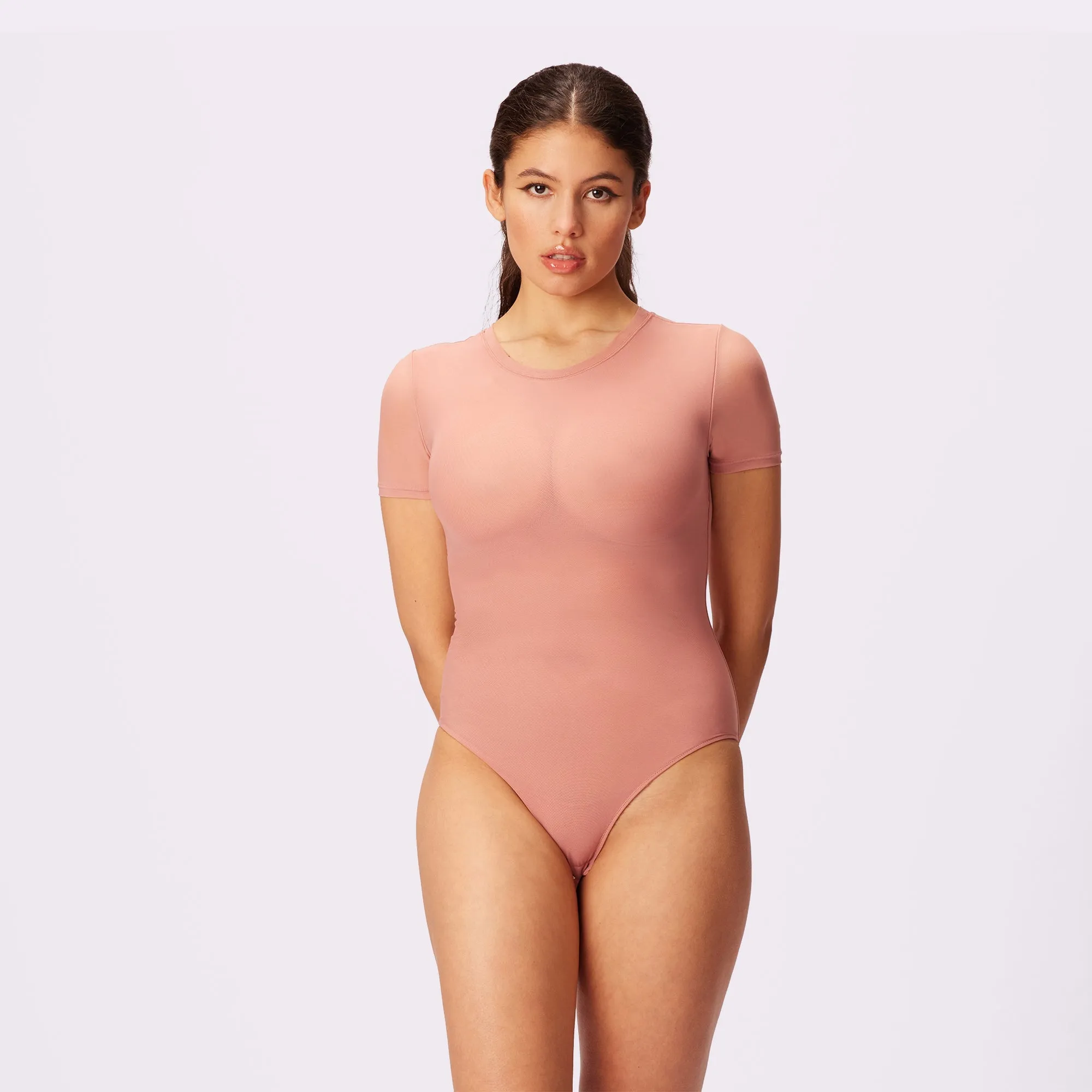 Sheer Support Bodysuit | Silky Mesh | Archive (Hot Honey)