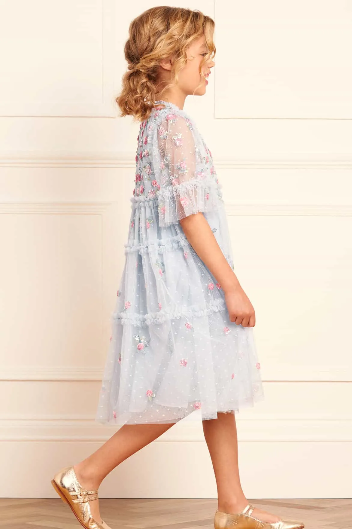 Shimmer Ditsy Short Sleeve Kids Dress