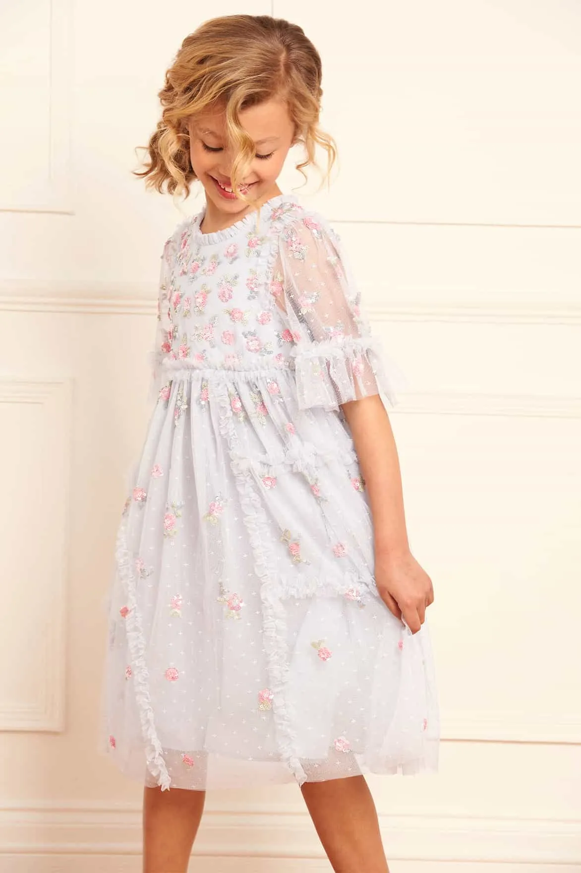 Shimmer Ditsy Short Sleeve Kids Dress