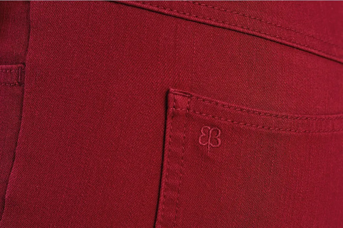 Skinny-Leg | 4-Pocket Betabrand Yoga Denim (Oxblood)