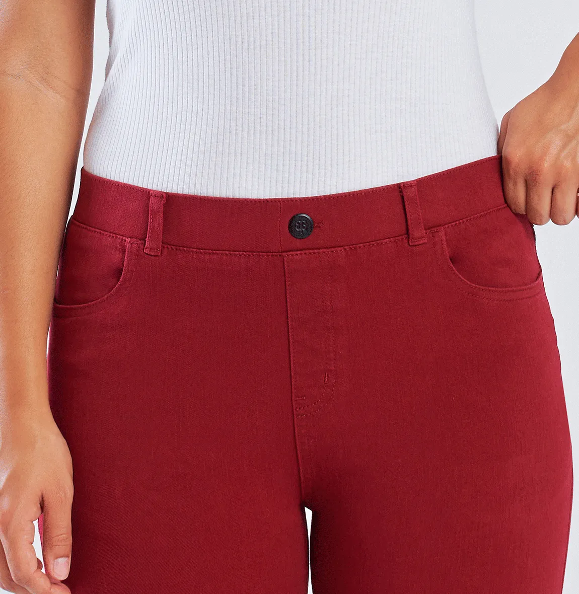 Skinny-Leg | 4-Pocket Betabrand Yoga Denim (Oxblood)