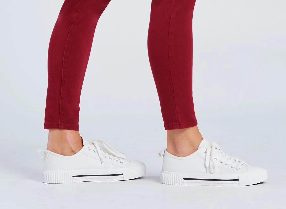 Skinny-Leg | 4-Pocket Betabrand Yoga Denim (Oxblood)