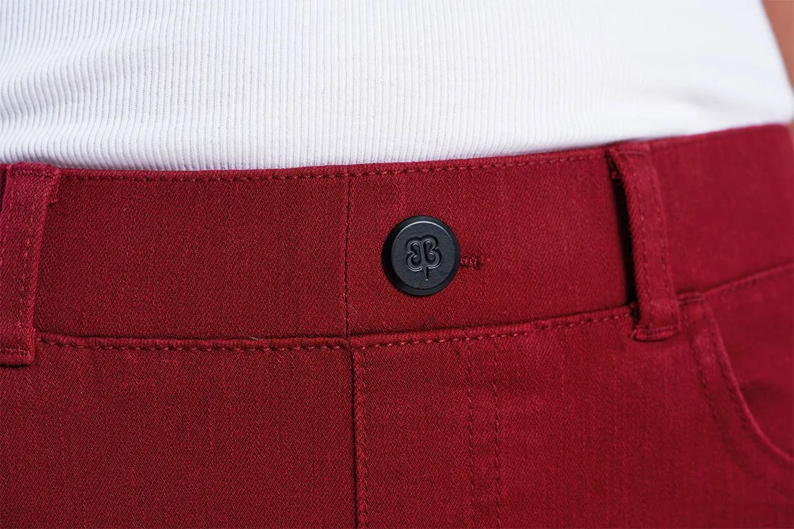 Skinny-Leg | 4-Pocket Betabrand Yoga Denim (Oxblood)