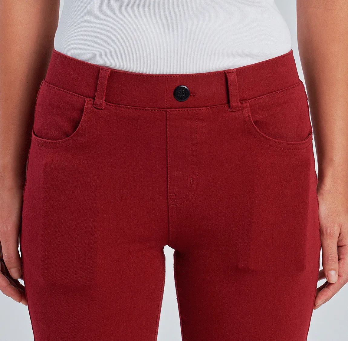 Skinny-Leg | 4-Pocket Betabrand Yoga Denim (Oxblood)