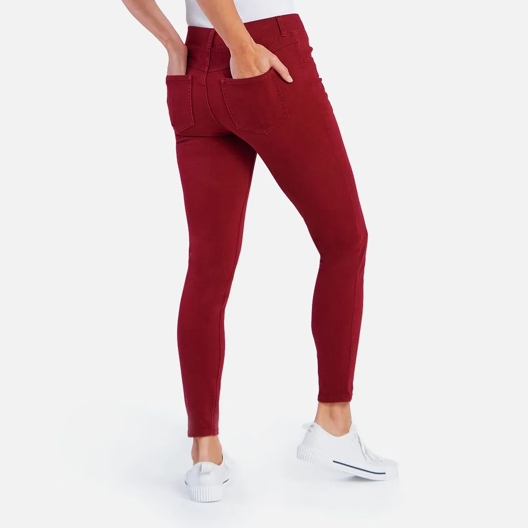 Skinny-Leg | 4-Pocket Betabrand Yoga Denim (Oxblood)