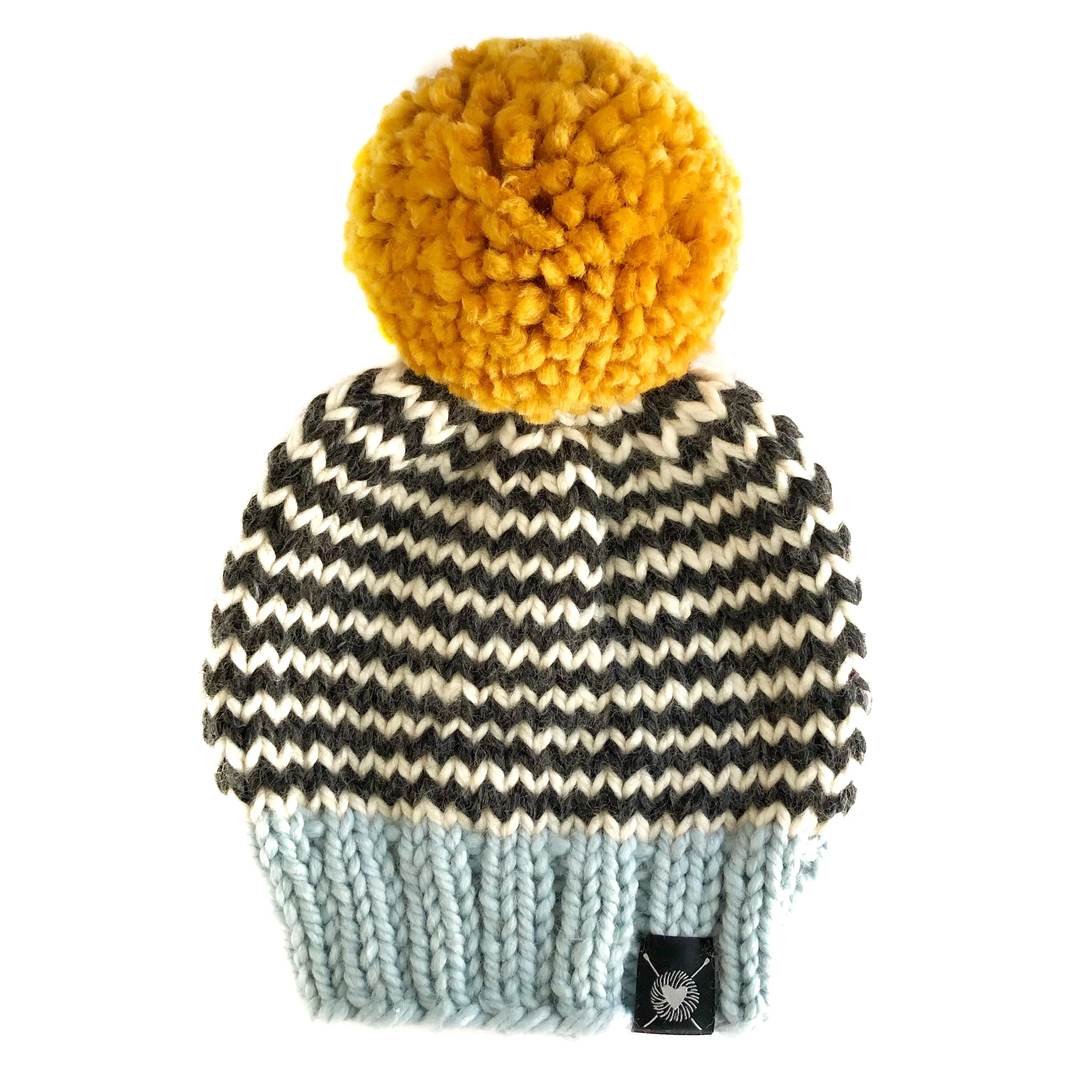 Skinny Stripe Pom-Pom Beanie in Lucky Star