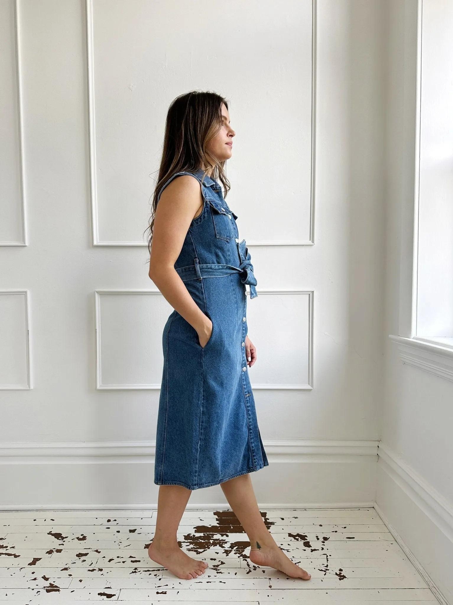 Sleeveless Denim Midi Dress - FINAL SALE