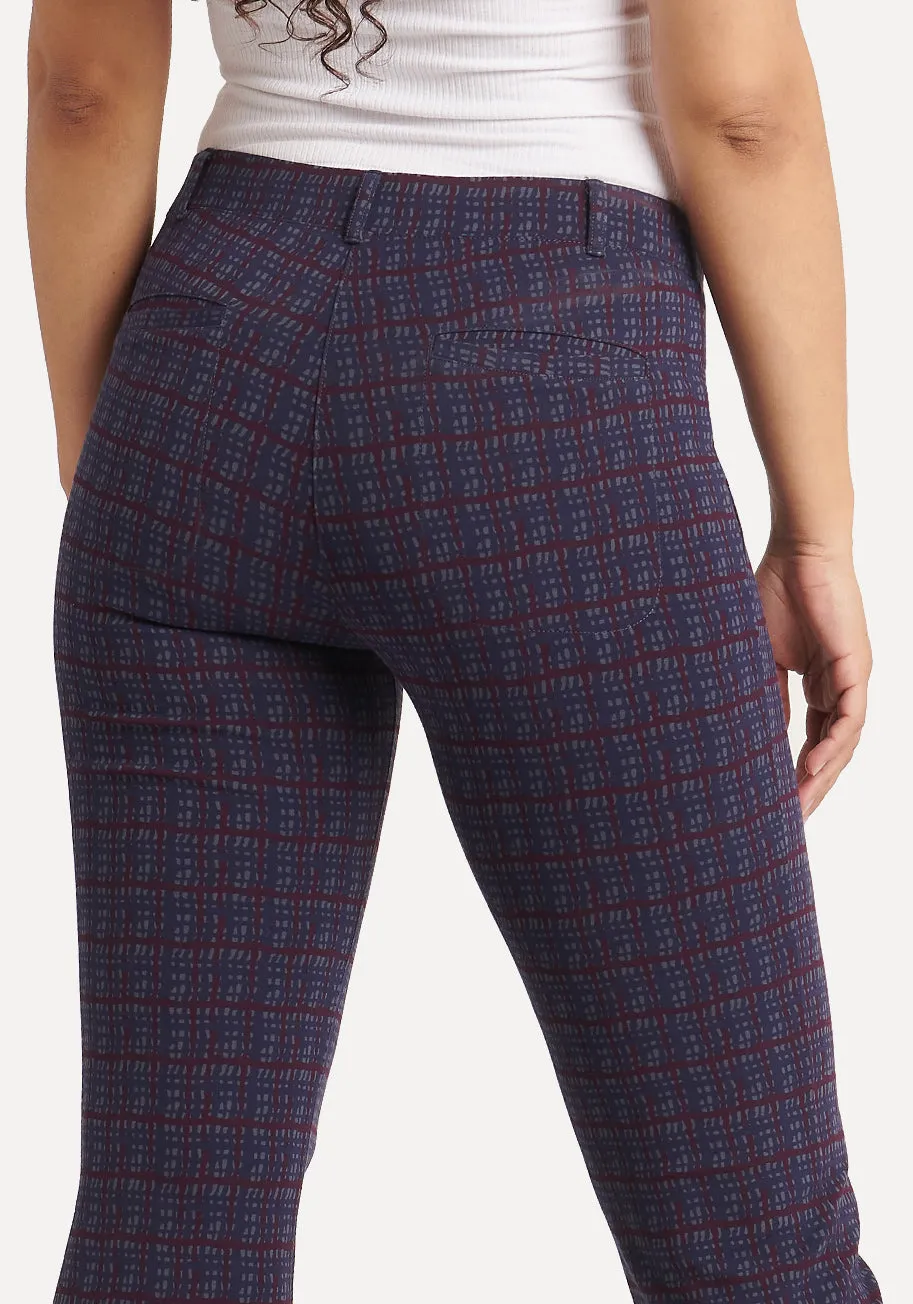 Straight Leg | Two-Pocket Straight-Leg Dress Pant Yoga Pants (Violet Plaid)