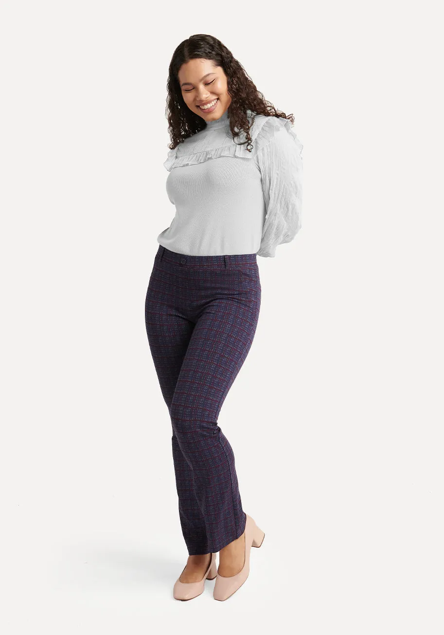 Straight Leg | Two-Pocket Straight-Leg Dress Pant Yoga Pants (Violet Plaid)