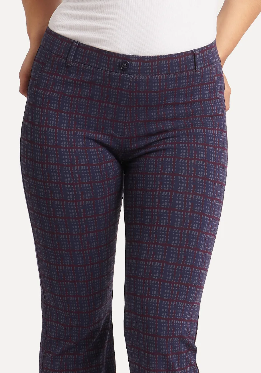 Straight Leg | Two-Pocket Straight-Leg Dress Pant Yoga Pants (Violet Plaid)